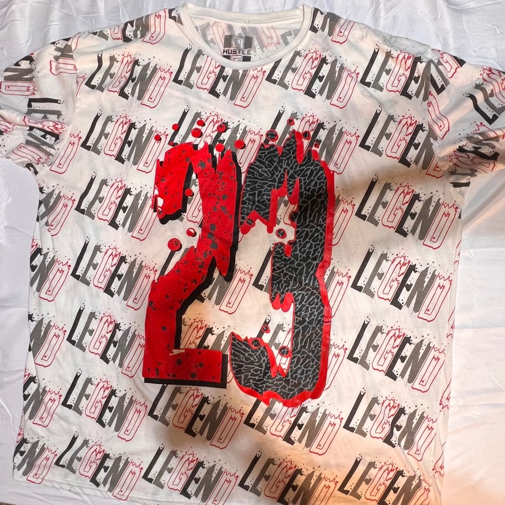 Hustle Gang‎ 5XL T-Shirt Men White Excellent Legend 23 All Over Print Streetwear